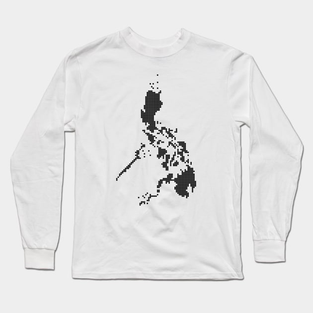 Philippines Pixel Art (Black) Long Sleeve T-Shirt by inotyler